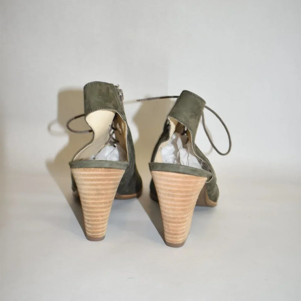 $400 PAUL GREEN  Cosmo Peep Sandal NUBUCK BOOTIE CAYANNE OLIVE 6.5 (RB)